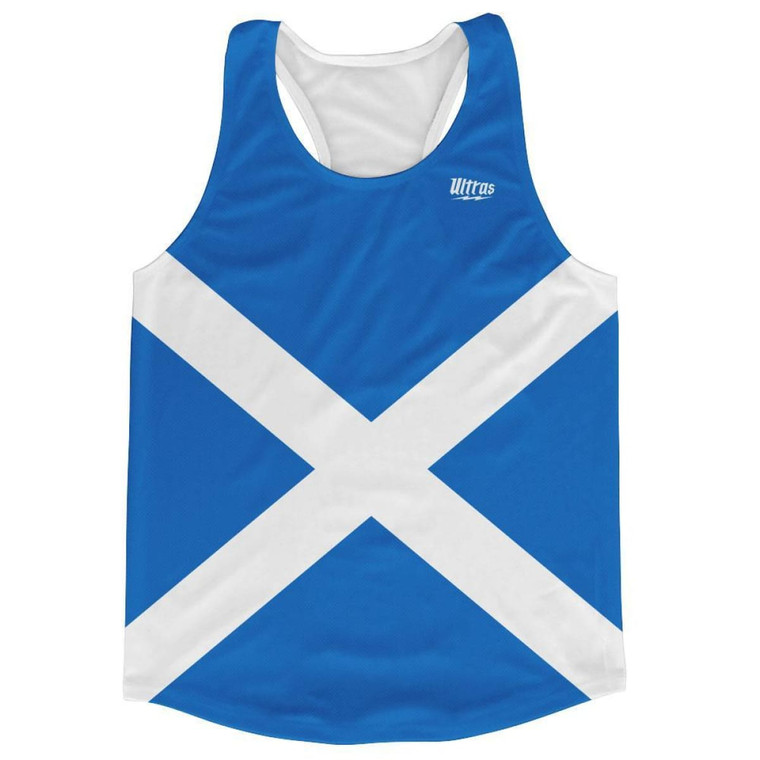Scotland Country Flag Running Tank Top Racerback Track and Cross Country Singlet Jersey Made in USA - Blue White