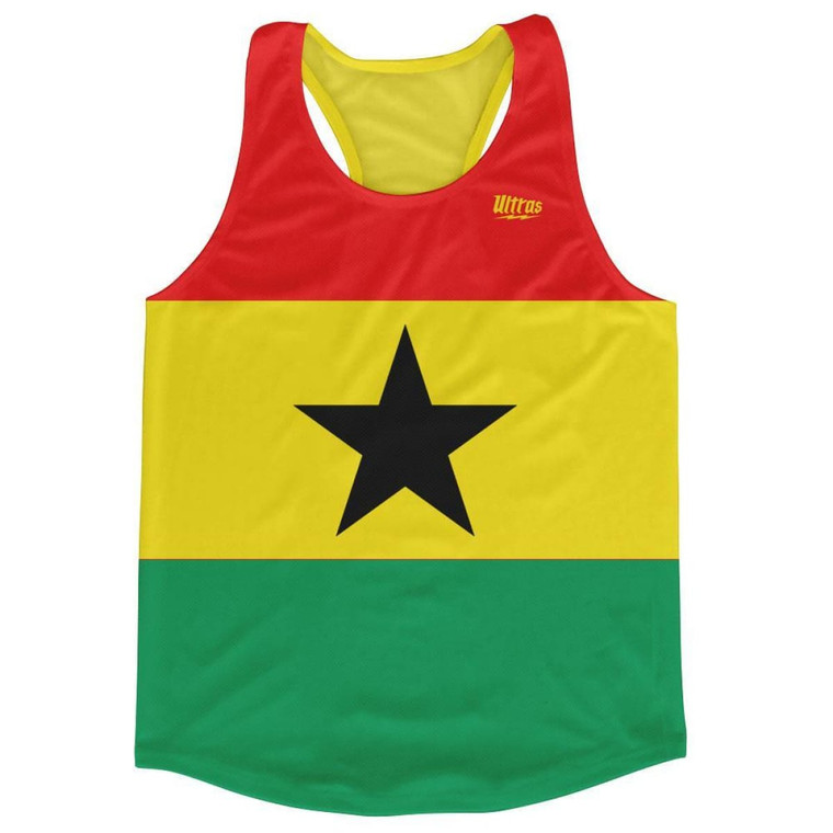 Ghana Country Flag Running Tank Top Racerback Track and Cross Country Singlet Jersey Made in USA - Red Green Yellow