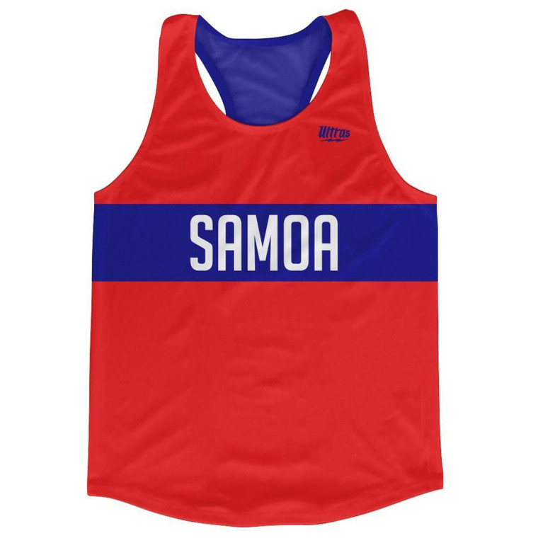Samoa Country Finish Line Running Tank Top Racerback Track and Cross Country Singlet Jersey Made in USA - Red Blue