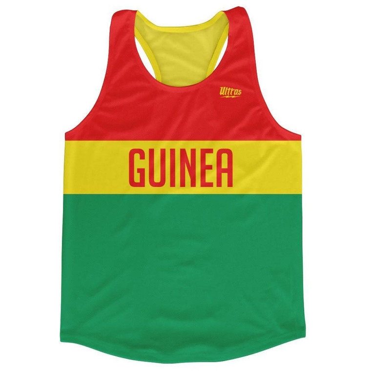 Guinea Country Finish Line Running Tank Top Racerback Track and Cross Country Singlet Jersey Made in USA - Red Green Yellow