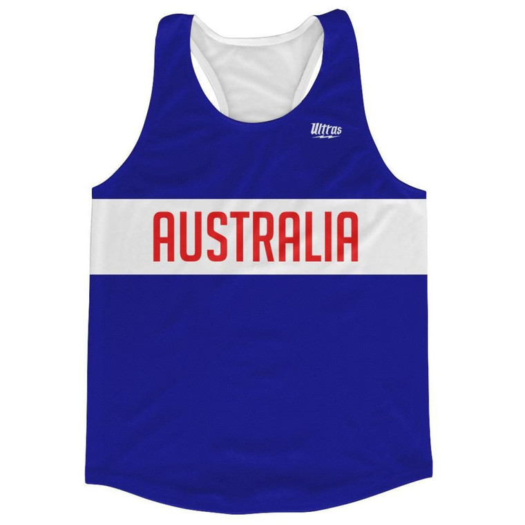 Australia Country Finish Line Running Tank Top Racerback Track and Cross Country Singlet Jersey Made in USA - Blue White