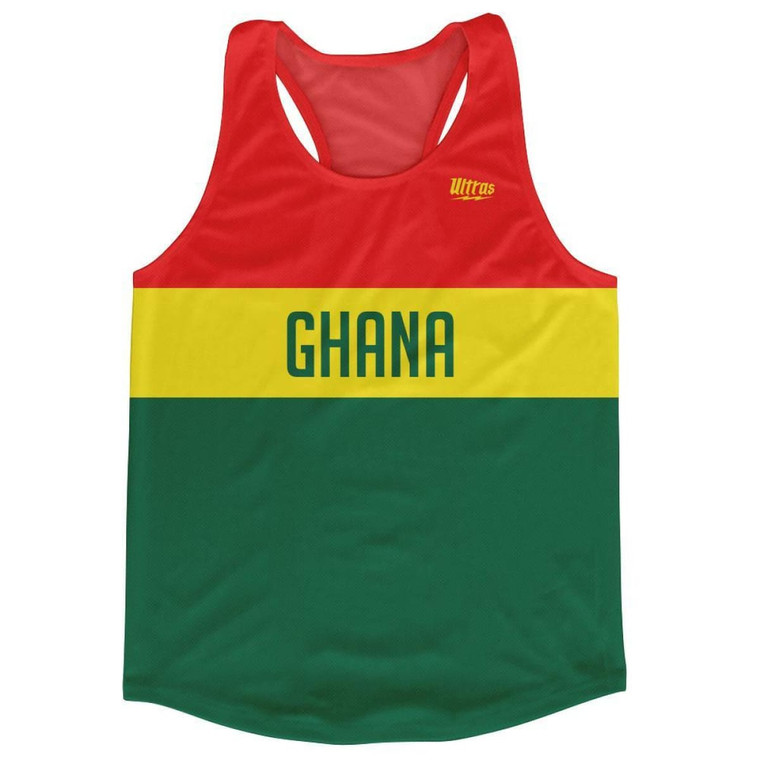 Ghana Country Finish Line Running Tank Top Racerback Track and Cross Country Singlet Jersey Made in USA - Red Green Yellow