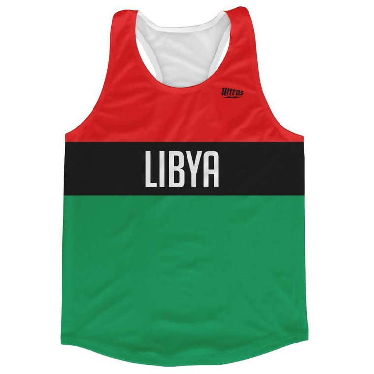 Libya Country Finish Line Running Tank Top Racerback Track and Cross Country Singlet Jersey Made in USA - Red Black Green