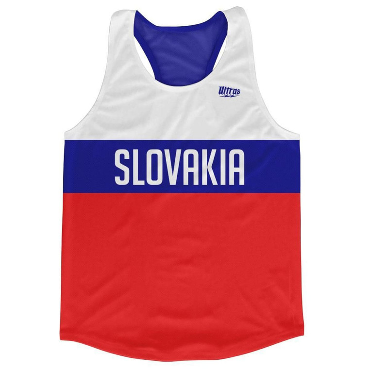 Slovakia Country Finish Line Running Tank Top Racerback Track and Cross Country Singlet Jersey Made in USA - Blue Red White