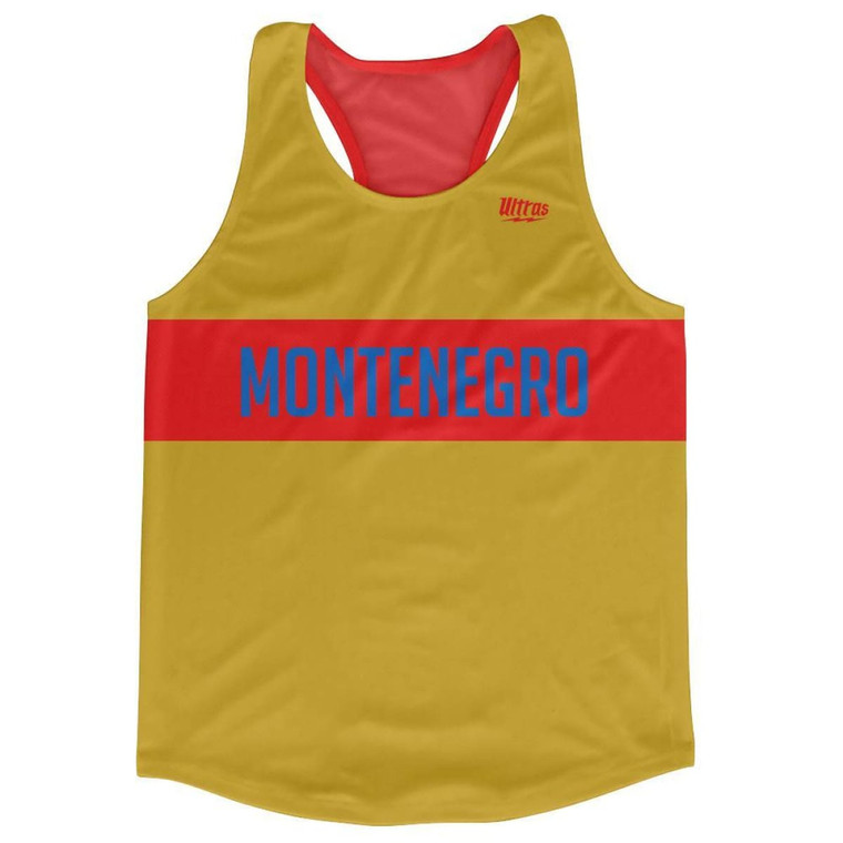 Montenegro Country Finish Line Running Tank Top Racerback Track and Cross Country Singlet Jersey Made In USA - Yellow Red