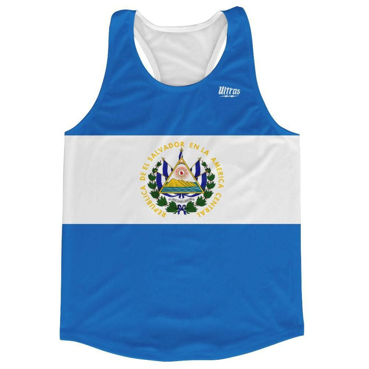 El Salvador Country Flag Running Tank Top Racerback Track and Cross Country Singlet Jersey Made in USA - Blue White