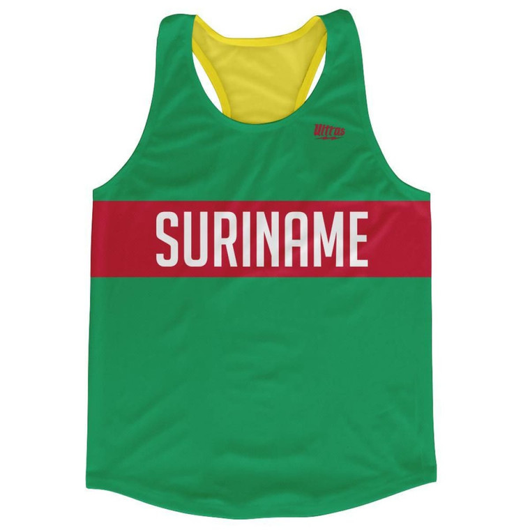 Suriname Country Finish Line Running Tank Top Racerback Track and Cross Country Singlet Jersey Made in USA - Green Red