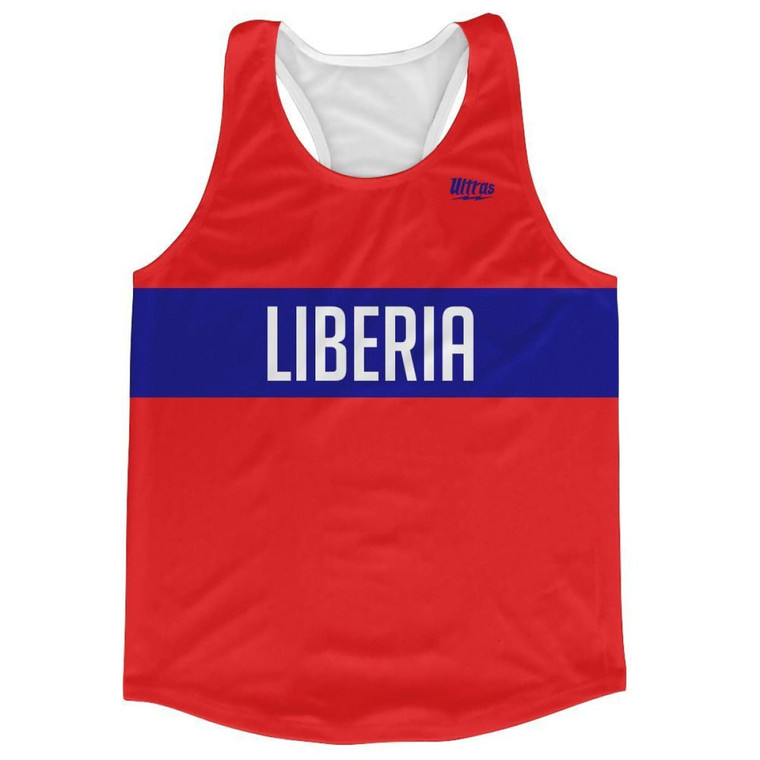 Liberia Country Finish Line Running Tank Top Racerback Track and Cross Country Singlet Jersey Made in USA - Red Blue