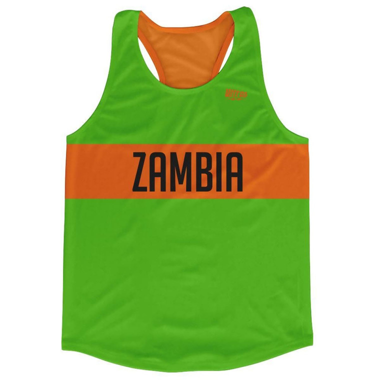 Zambia Country Finish Line Running Tank Top Racerback Track and Cross Country Singlet Jersey Made in USA - Green