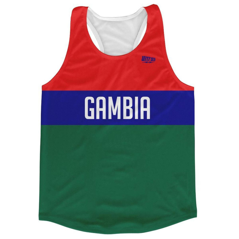 Gambia Country Finish Line Running Tank Top Racerback Track and Cross Country Singlet Jersey Made in USA - Red Blue Green