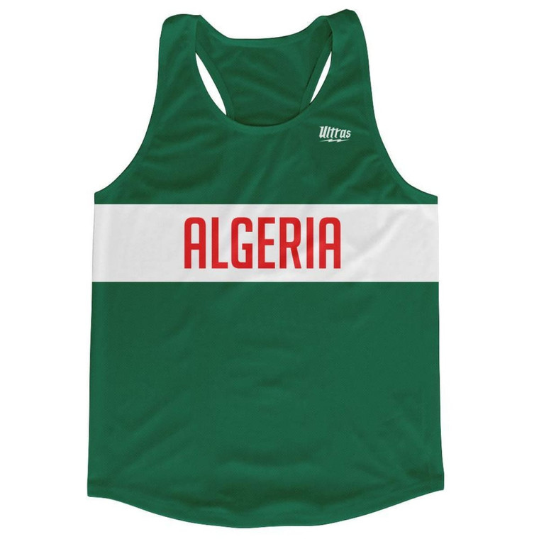 Algeria Country Finish Line Running Tank Top Racerback Track and Cross Country Singlet Jersey Made in USA - Green White