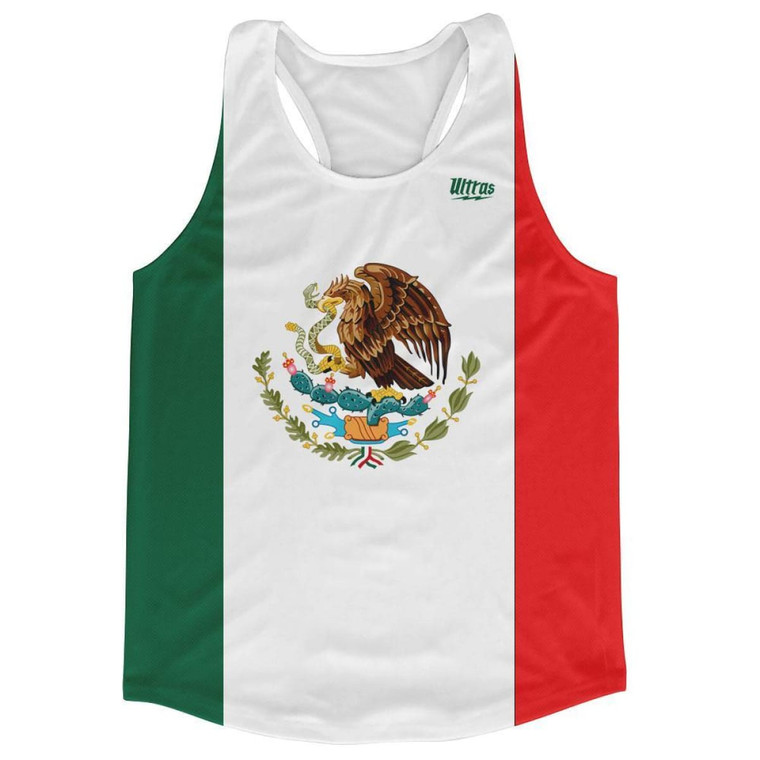 Mexico Country Flag Running Tank Top Racerback Track and Cross Country Singlet Jersey Made in USA - Green White Red