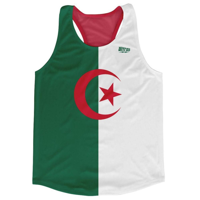 Algeria Country Flag Running Tank Top Racerback Track and Cross Country Singlet Jersey Made in USA - Green White