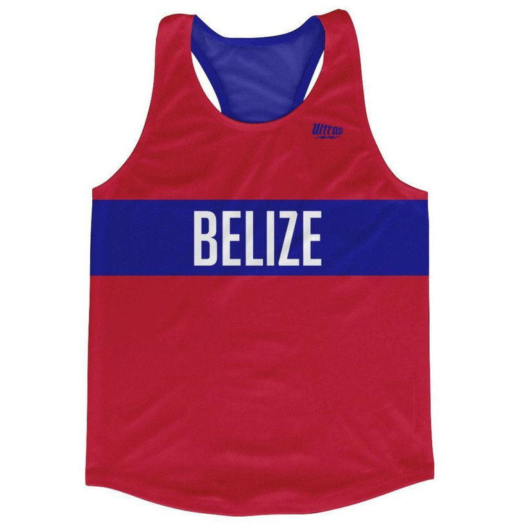 Belize Country Finish Line Running Tank Top Racerback Track and Cross Country Singlet Jersey Made in USA - Red Blue