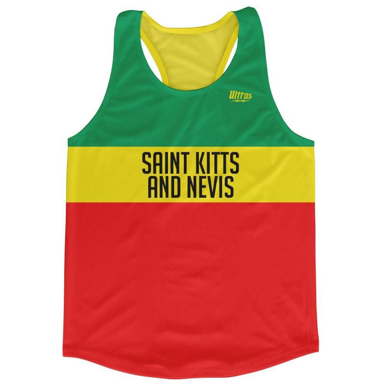 Saint Kitts and Nevis Country Finish Line Running Tank Top Racerback Track and Cross Country Singlet Jersey Made in USA - Red Yellow Green