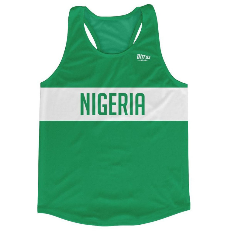Nigeria Country Finish Line Running Tank Top Racerback Track and Cross Country Singlet Jersey Made in USA - Green White