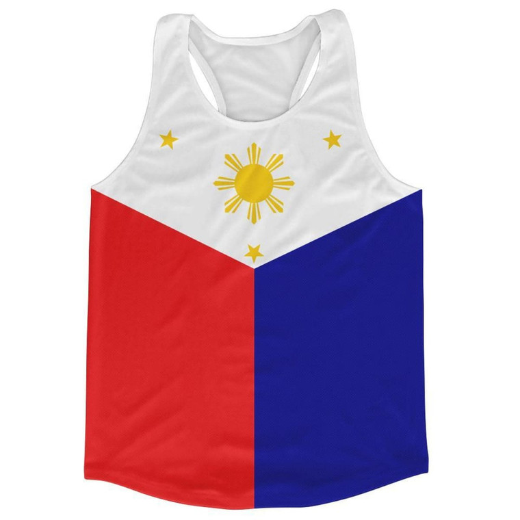 Philippines Country Flag Running Tank Top Racerback Track and Cross Country Singlet Jersey Made in USA - Blue Red White