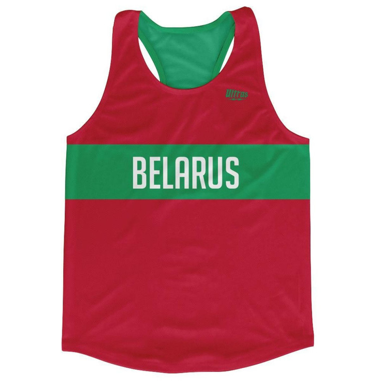 Belarus Country Finish Line Running Tank Top Racerback Track and Cross Country Singlet Jersey Made in USA - Red Green