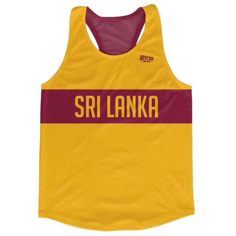 Sri Lanka Country Finish Line Running Tank Top Racerback Track and Cross Country Singlet Jersey Made In USA - Yellow