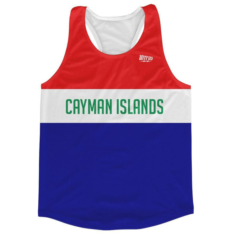 Cayman Islands Country Finish Line Running Tank Top Racerback Track and Cross Country Singlet Jersey Made in USA - Red Blue White