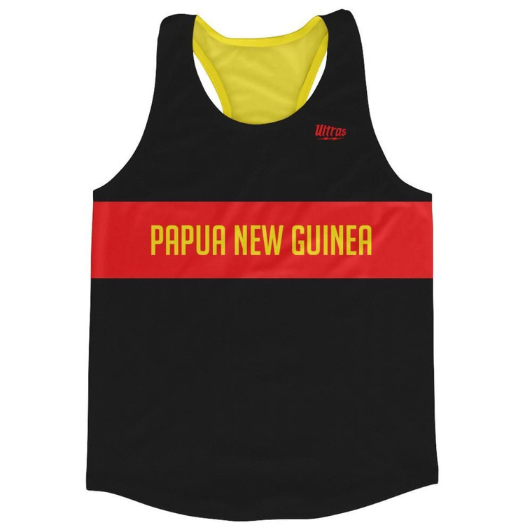 Papua New Guinea Country Finish Line Running Tank Top Racerback Track and Cross Country Singlet Jersey Made in USA - Black Red