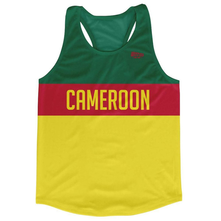 Cameroon Country Finish Line Running Tank Top Racerback Track and Cross Country Singlet Jersey Made in USA - Red Green Yellow