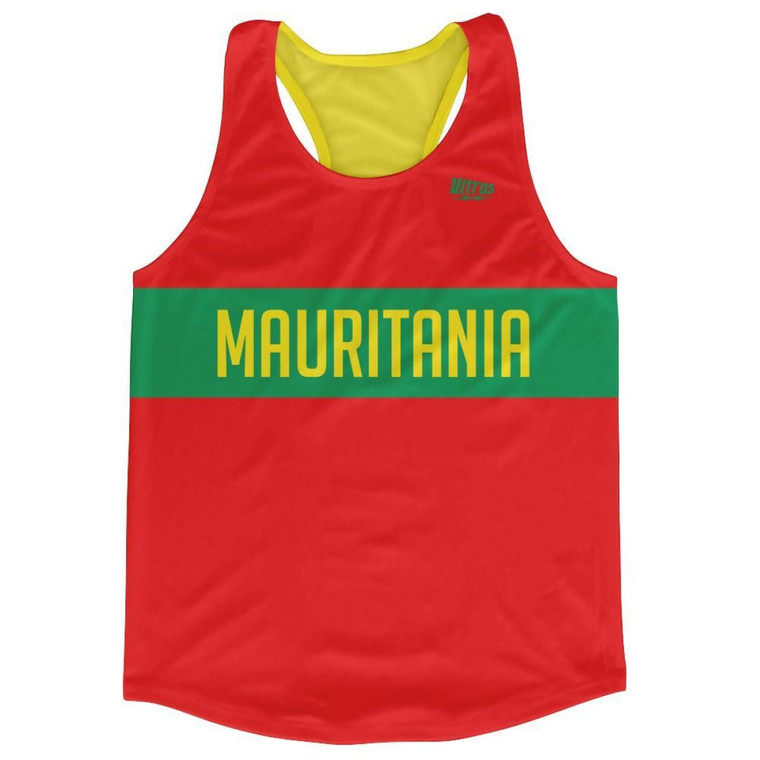 Mauritania Country Finish Line Running Tank Top Racerback Track and Cross Country Singlet Jersey Made in USA - Green Red