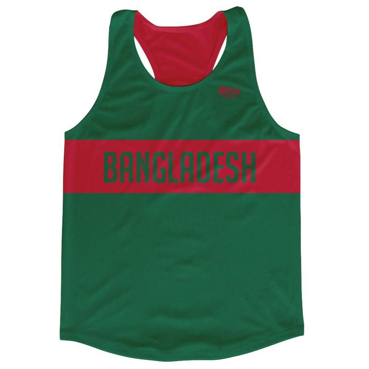 Bangladesh Country Finish Line Running Tank Top Racerback Track and Cross Country Singlet Jersey Made in USA - Red Green