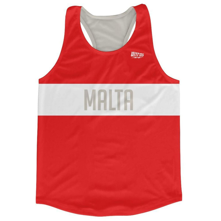 Malta Country Finish Line Running Tank Top Racerback Track and Cross Country Singlet Jersey Made In USA - White Red
