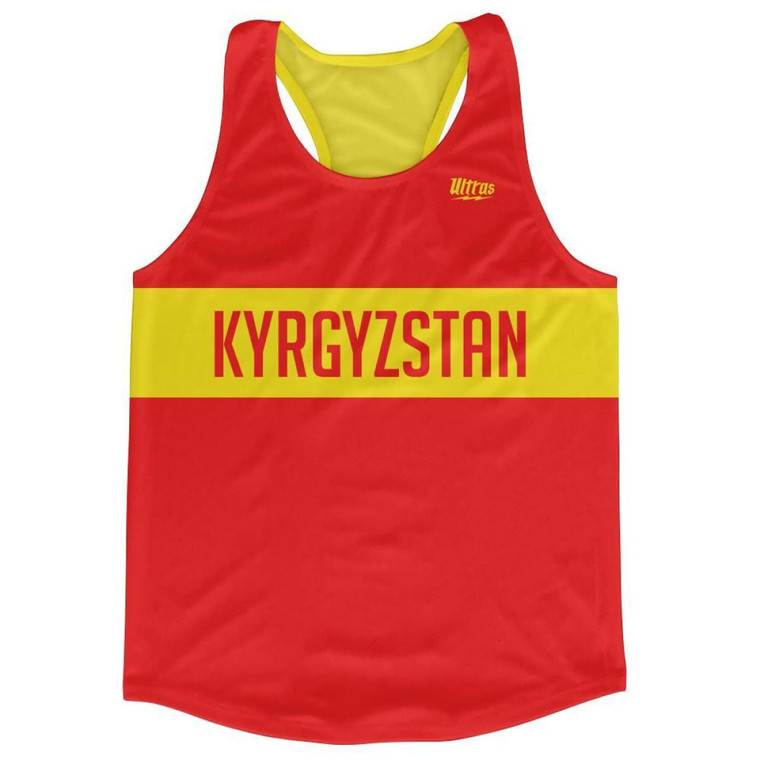 Kyrgyzstan Country Finish Line Running Tank Top Racerback Track and Cross Country Singlet Jersey Made in USA - Red Yellow