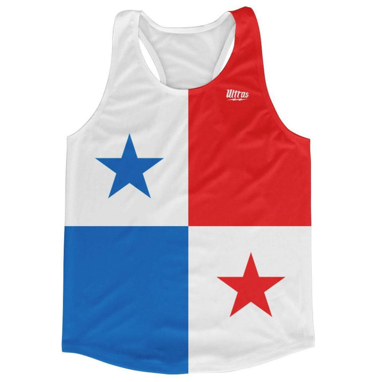 Panama Country Flag Running Tank Top Racerback Track and Cross Country Singlet Jersey Made in USA - Blue Red White