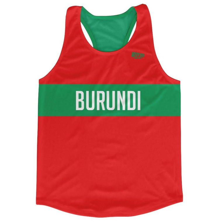Burundi Country Finish Line Running Tank Top Racerback Track and Cross Country Singlet Jersey Made in USA - Red Green