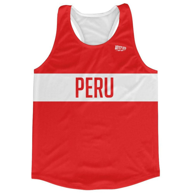 Peru Country Finish Line Running Tank Top Racerback Track and Cross Country Singlet Jersey Made in USA - Red White