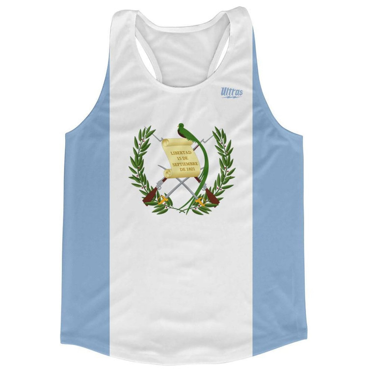 Guatemala Country Flag Running Tank Top Racerback Track and Cross Country Singlet Jersey Made In USA - White Blue