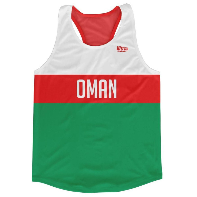 Oman Country Finish Line Running Tank Top Racerback Track and Cross Country Singlet Jersey Made In USA - White Red Green