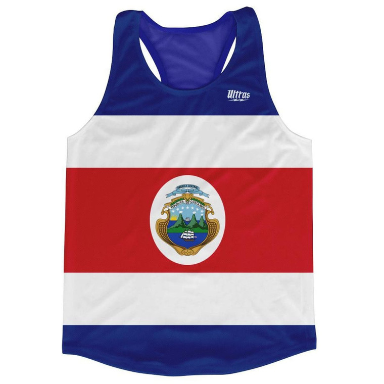 Costa Rica Country Flag Running Tank Top Racerback Track and Cross Country Singlet Jersey Made in USA - Red White Blue