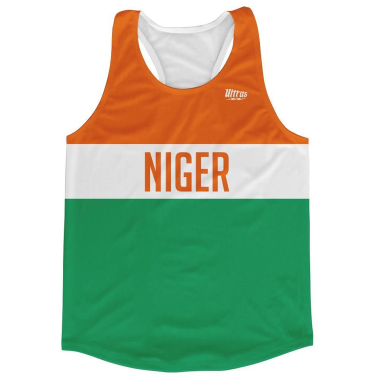 Niger Country Finish Line Running Tank Top Racerback Track and Cross Country Singlet Jersey Made in USA - Orange Green