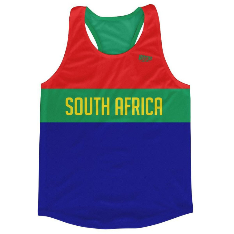 South Africa Country Finish Line Running Tank Top Racerback Track and Cross Country Singlet Jersey Made in USA - Blue Red Green