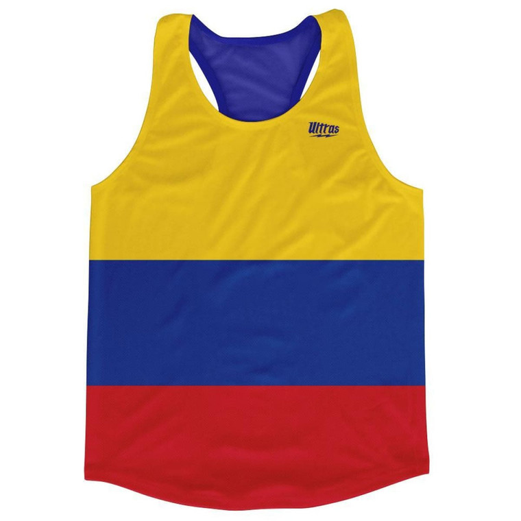 Colombia Country Flag Running Tank Top Racerback Track and Cross Country Singlet Jersey Made In USA - Yellow blue Red