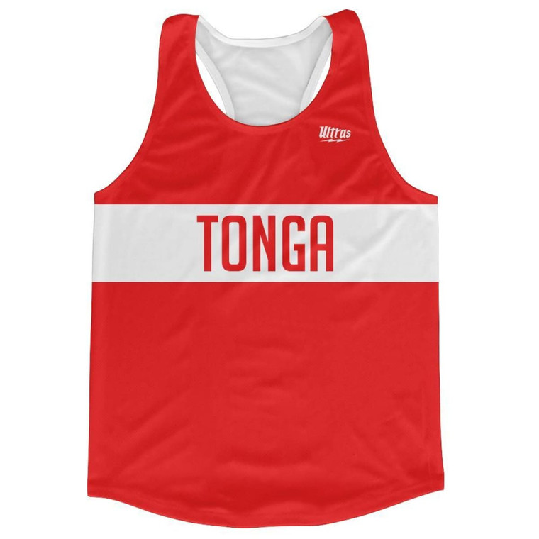 Tonga Country Finish Line Running Tank Top Racerback Track and Cross Country Singlet Jersey Made in USA - Red White