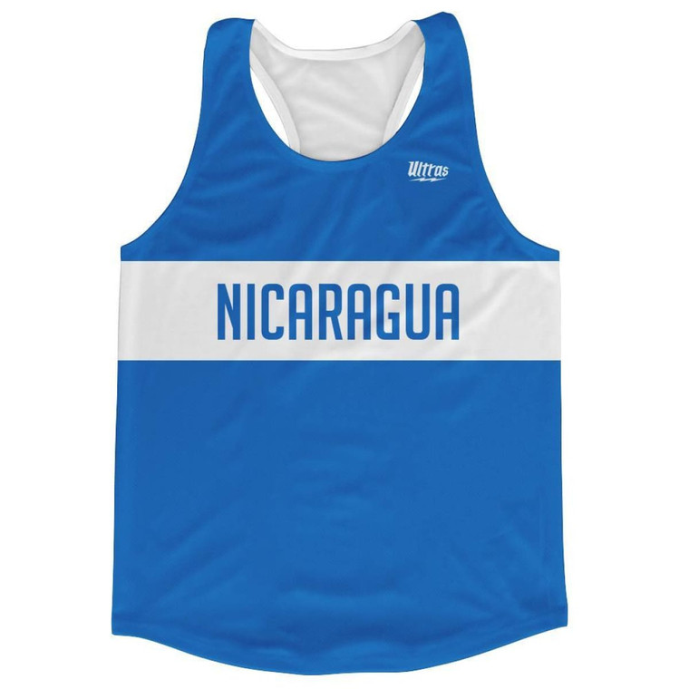 Nicaragua Country Finish Line Running Tank Top Racerback Track and Cross Country Singlet Jersey Made in USA - Blue White Nicaragua Country Finish Line Running Tank Top Racerback Track and Cross Country Singlet Jersey Made in USA - Blue White