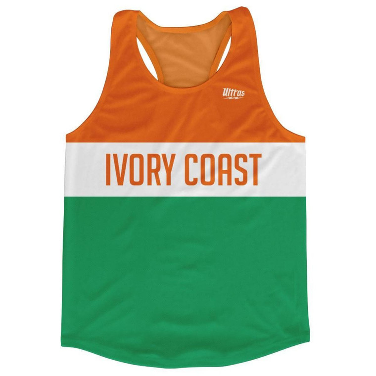 Ivory Coast Country Finish Line Running Tank Top Racerback Track and Cross Country Singlet Jersey Made in USA - Green White Orange