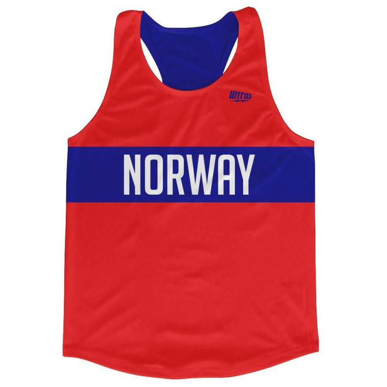 Norway Country Finish Line Running Tank Top Racerback Track and Cross Country Singlet Jersey Made in USA - Blue Red