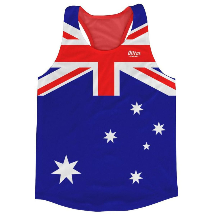 Australia Country Flag Running Tank Top Racerback Track and Cross Country Singlet Jersey Made in USA - Blue White