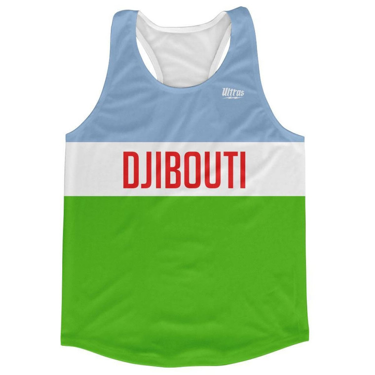 Djibouti Country Finish Line Running Tank Top Racerback Track and Cross Country Singlet Jersey Made in USA - Light Blue Green