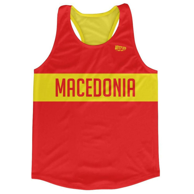 Macedonia Country Finish Line Running Tank Top Racerback Track and Cross Country Singlet Jersey Made in USA - Red Yellow