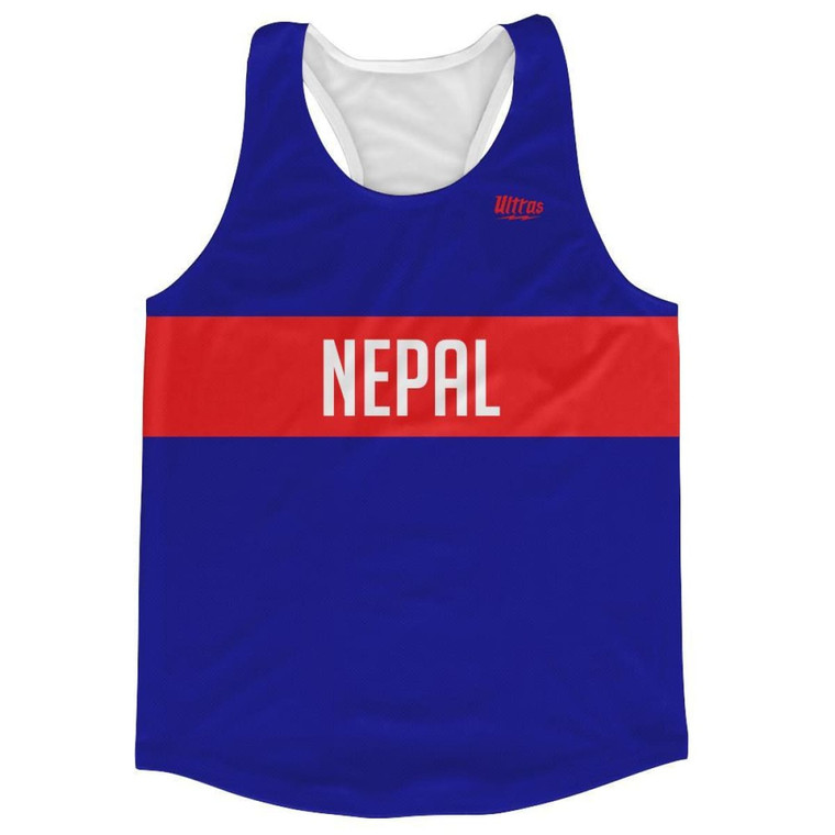 Nepal Country Finish Line Running Tank Top Racerback Track and Cross Country Singlet Jersey Made in USA - Red Blue
