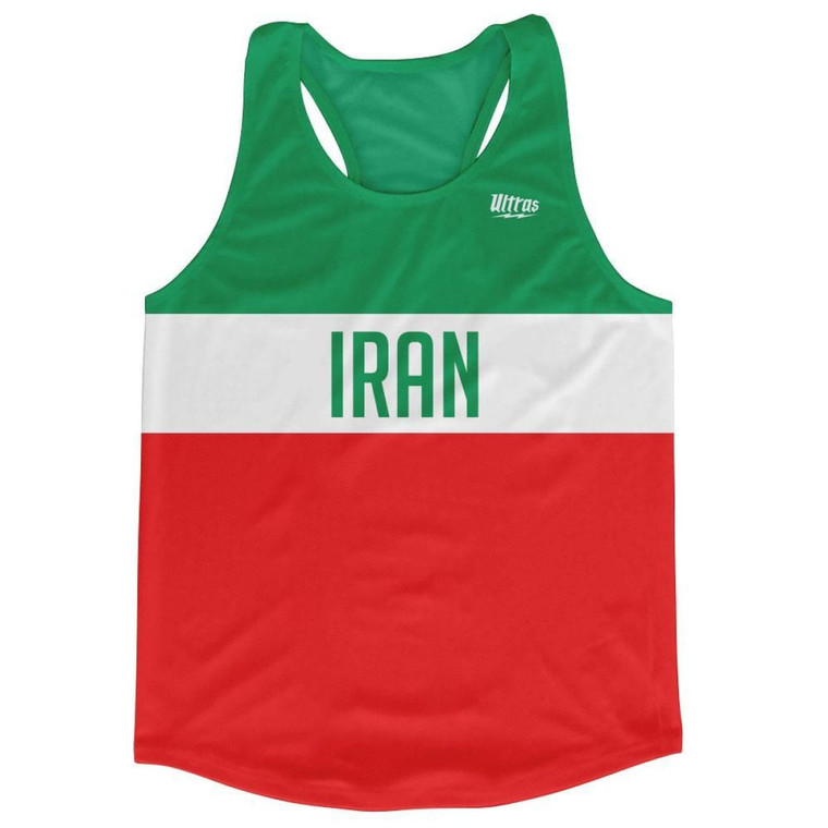 Iran Country Finish Line Running Tank Top Racerback Track and Cross Country Singlet Jersey Made in USA - Green White Red