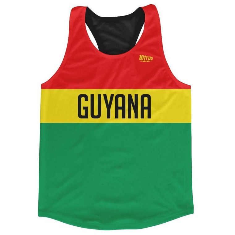 Guyana Country Finish Line Running Tank Top Racerback Track and Cross Country Singlet Jersey Made in USA - Red Green Yellow