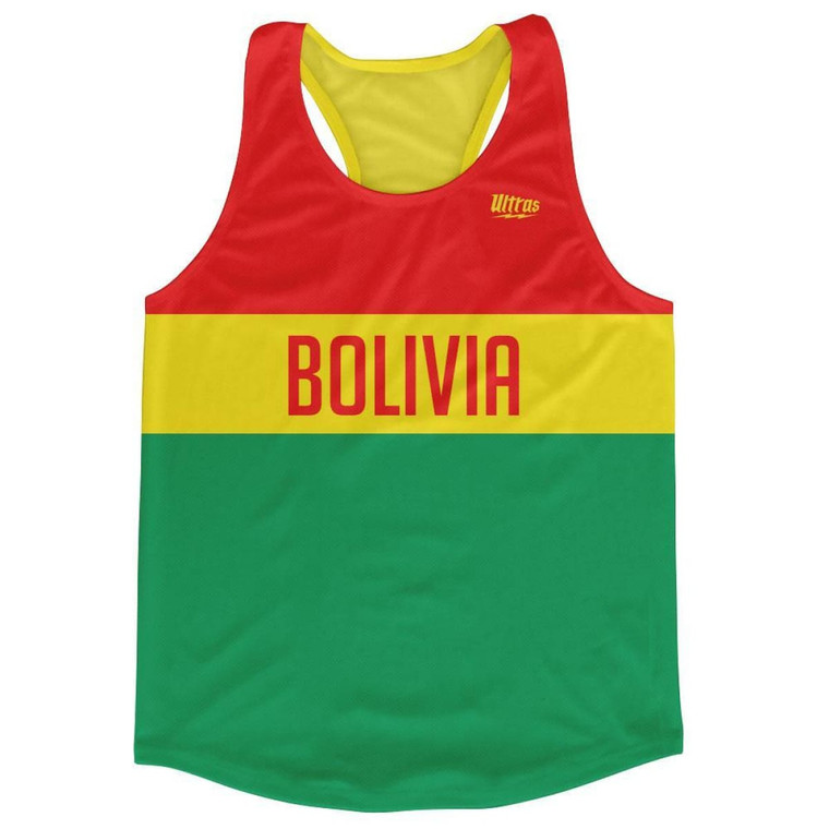 Bolivia Country Finish Line Running Tank Top Racerback Track and Cross Country Singlet Jersey Made in USA - Red Yellow Green